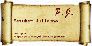 Petuker Julianna névjegykártya